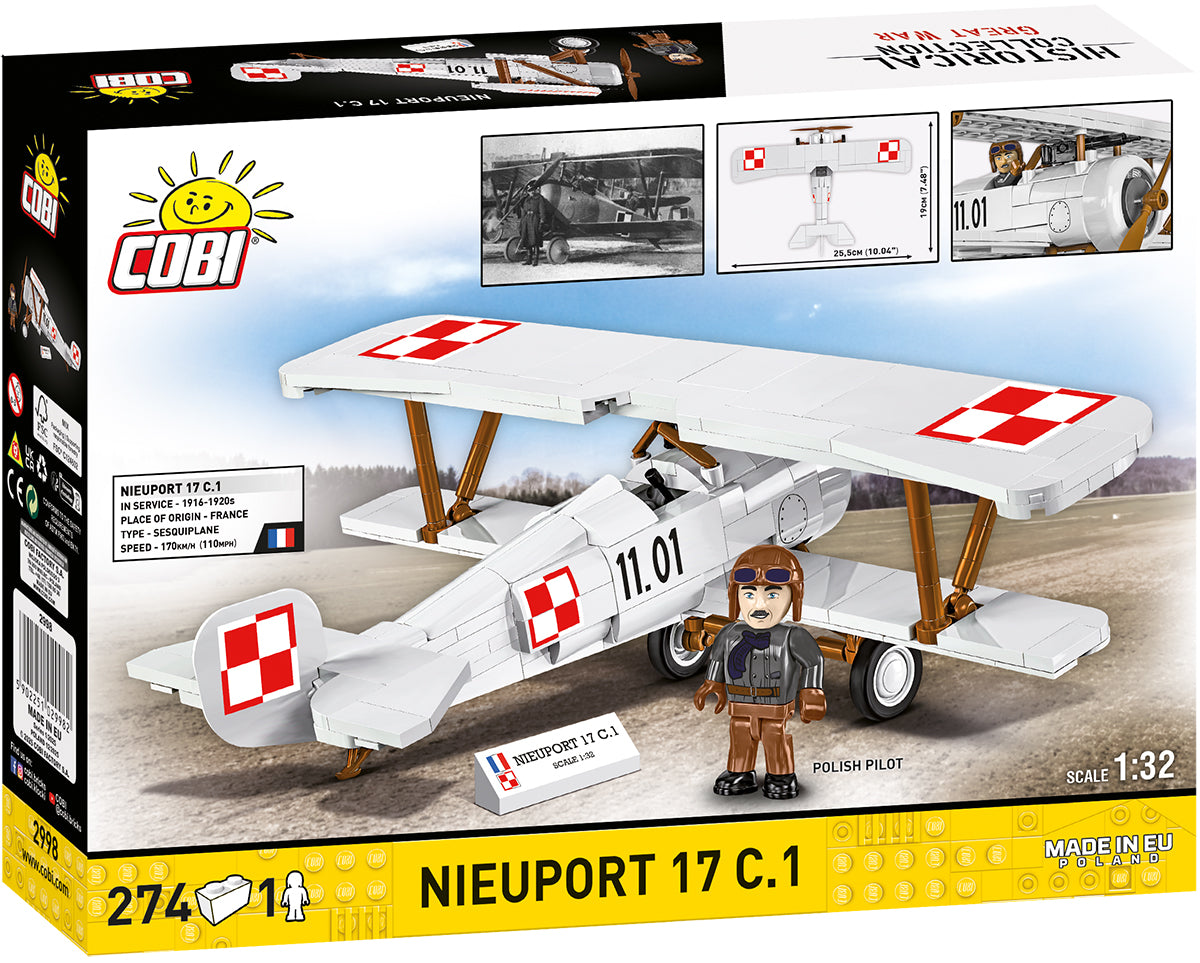 COBI Historical Collection Great War NIEUPORT 17 C.1 110 H.P. (Polish) Aircraft Building Set, 274 Pieces