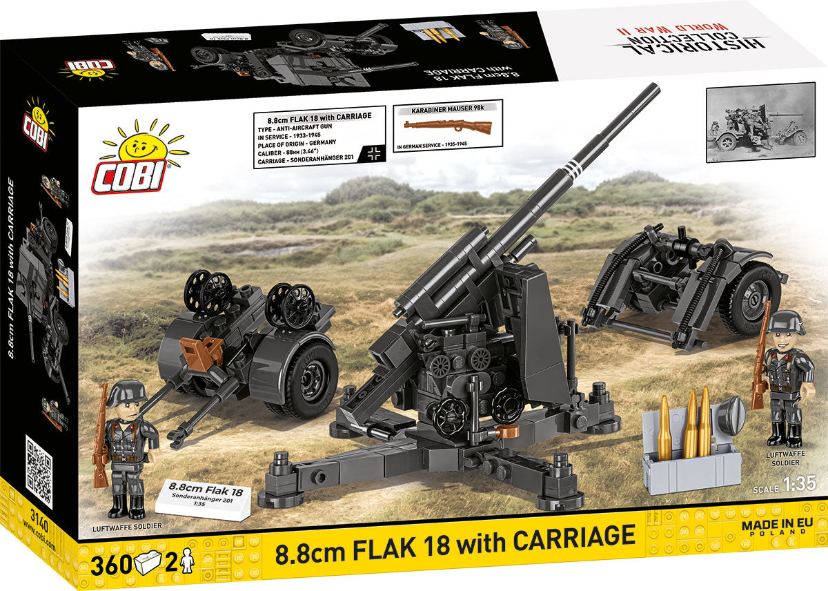 COBI Historical Collection WWII 8.8 cm Flak 18 with Carriage Building Set, 360 Pieces