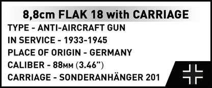 COBI Historical Collection WWII 8.8 cm Flak 18 with Carriage Building Set, 360 Pieces