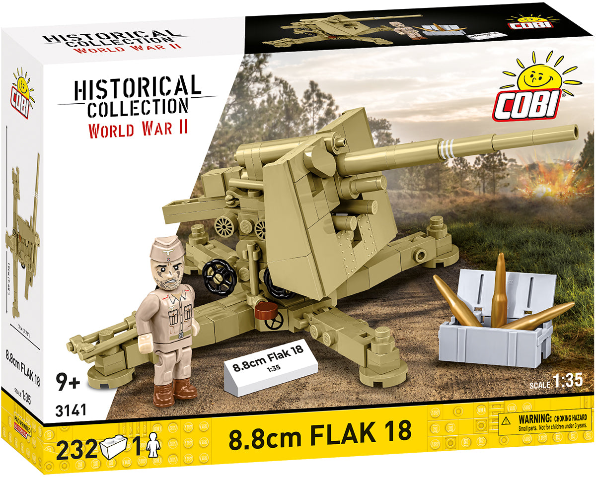 COBI Historical Collection WWII 8.8 cm Flak 18 (DAK) Cannon Building Set, 232 Pieces
