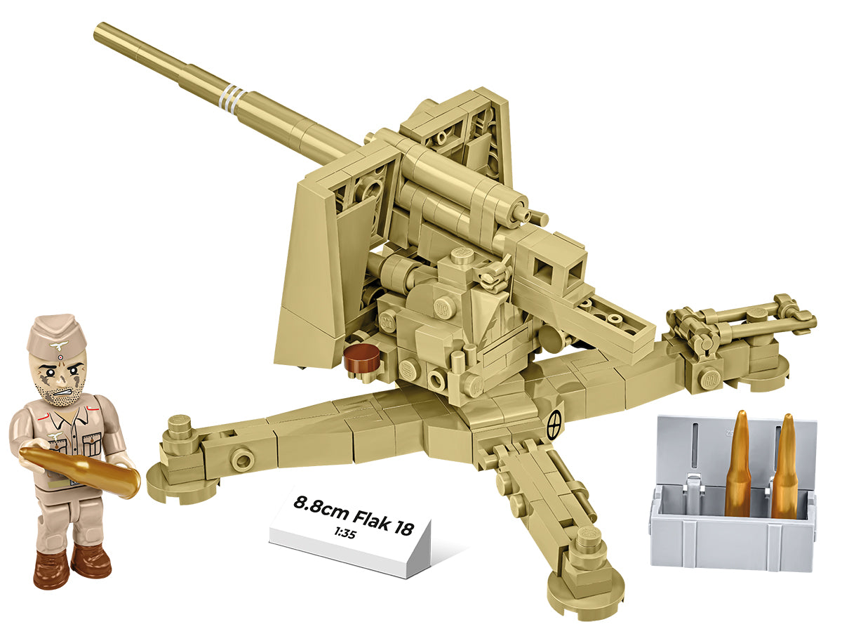 COBI Historical Collection WWII 8.8 cm Flak 18 (DAK) Cannon Building Set, 232 Pieces