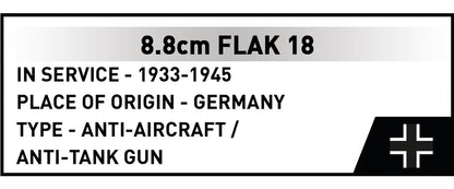 COBI Historical Collection WWII 8.8 cm Flak 18 (DAK) Cannon Building Set, 232 Pieces