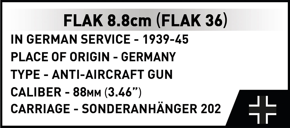 COBI Historical Collection WWII Sd.Kfz. 8 towing 8.8cm FLAK 36 Building Set, 975 Pieces