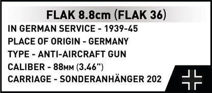 COBI Historical Collection WWII Sd.Kfz. 8 towing 8.8cm FLAK 36 Building Set, 975 Pieces