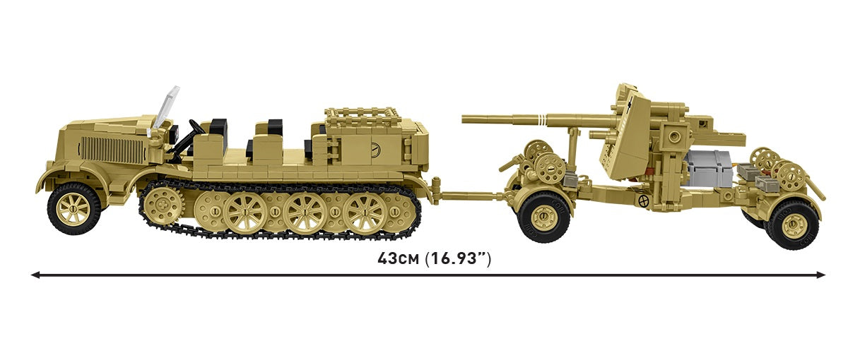 COBI Historical Collection WWII Sd.Kfz. 8 towing 8.8cm FLAK 36 Building Set, 975 Pieces
