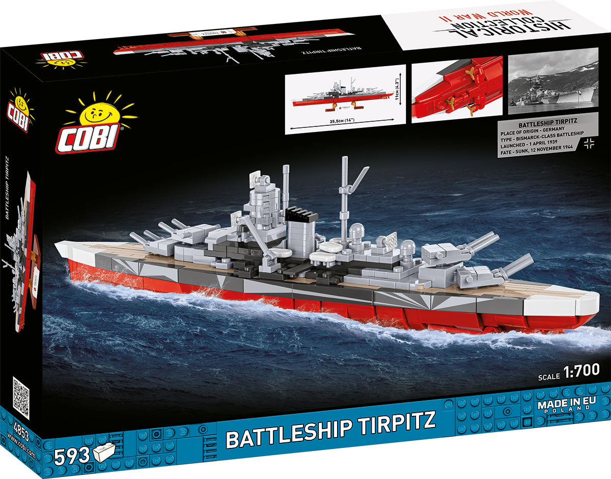 COBI Historical Collection WWII Battleship Tirpitz Building Set, 593 Pieces