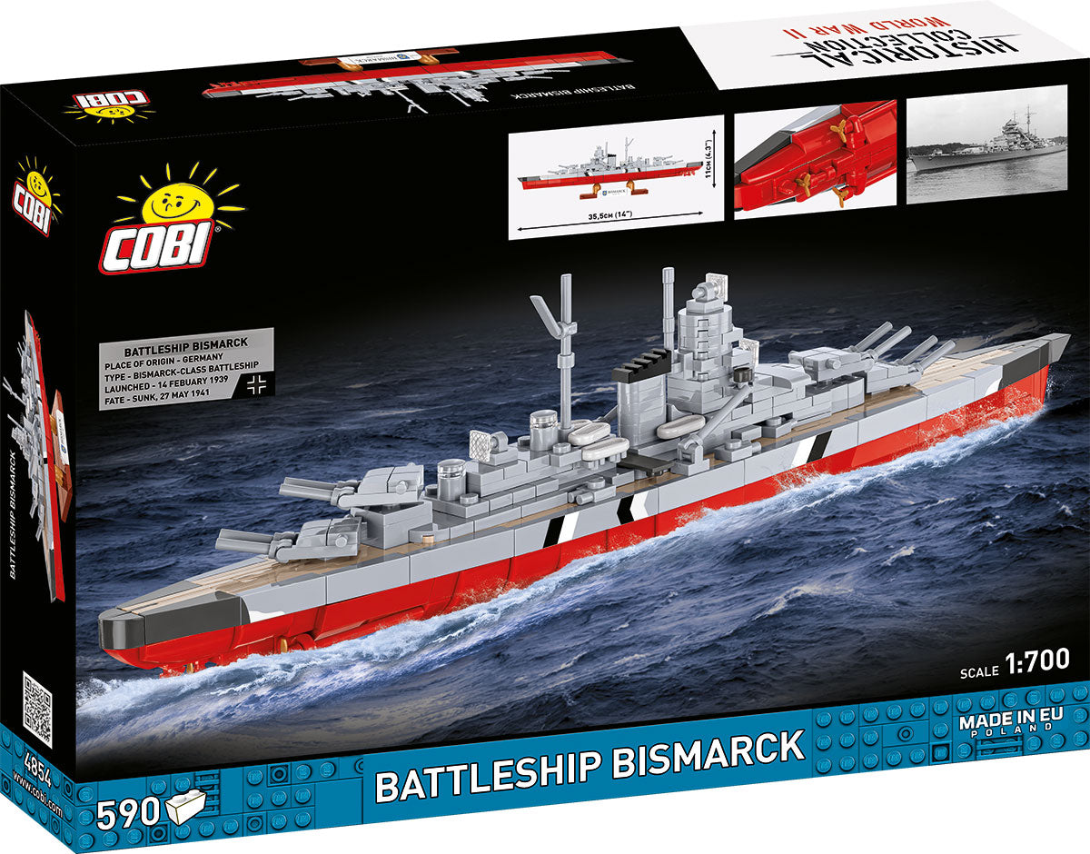 COBI Historical Collection WWII Battleship Bismarck Building Set, 590 Pieces