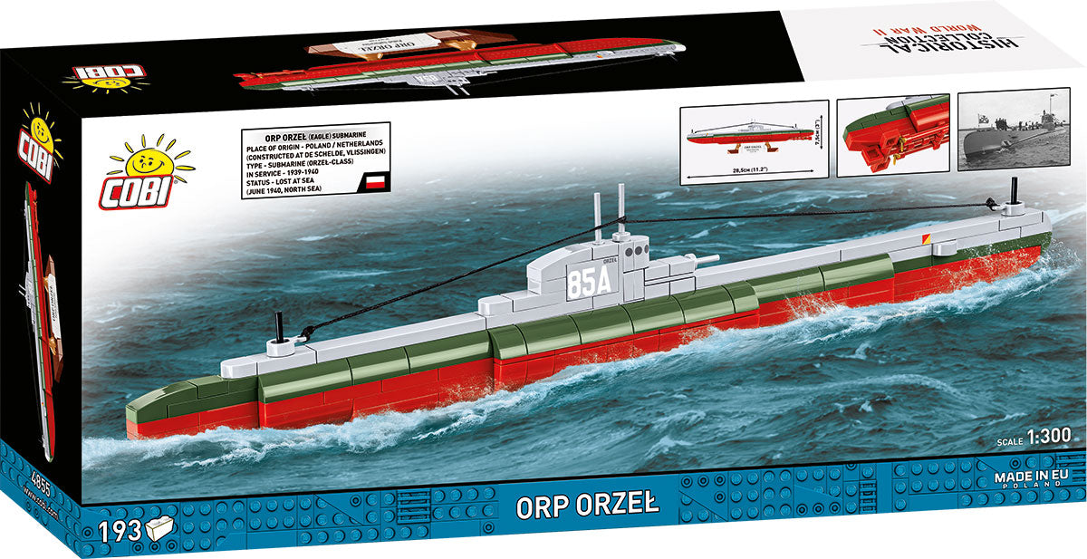 COBI Historical Collection WWII Polish Submarine ORP Orzel Building Set, 193 Pieces