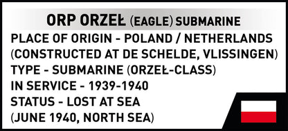 COBI Historical Collection WWII Polish Submarine ORP Orzel Building Set, 193 Pieces