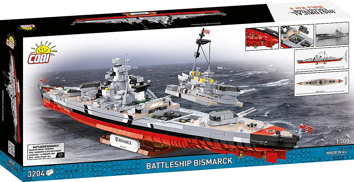 COBI Historical Collection WWII Battleship Bismarck Building Set, 3204 Pieces