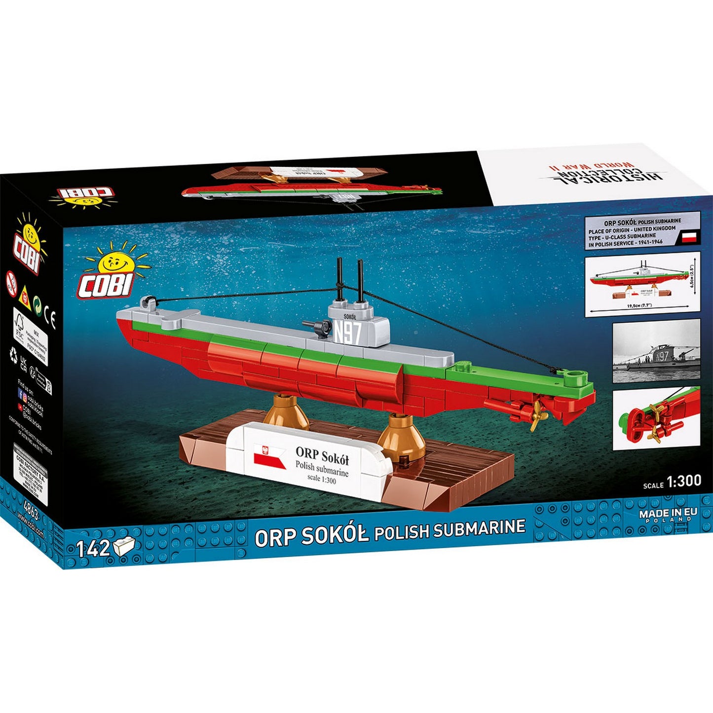 COBI Historical Collection WWII ORP SOKÓ? Polish Submarine, 137 Pieces Building Set