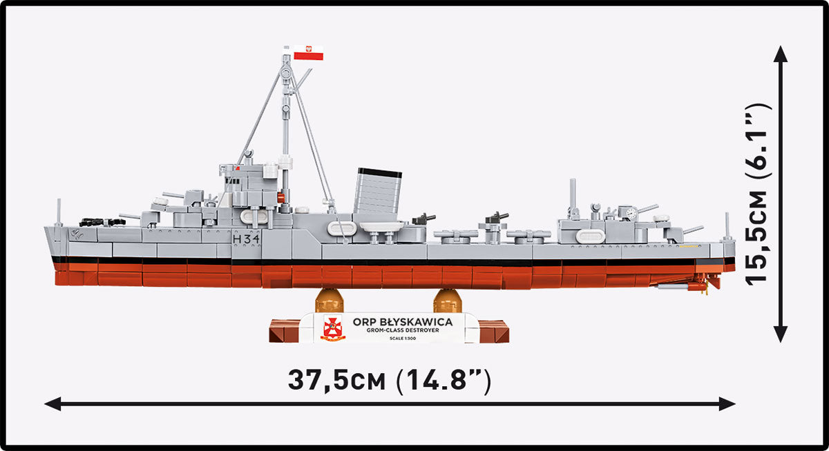 COBI ORP Blyskawica, 1:300 Scale, 664 Pieces, Destroyer