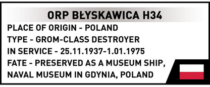 COBI ORP Blyskawica, 1:300 Scale, 664 Pieces, Destroyer