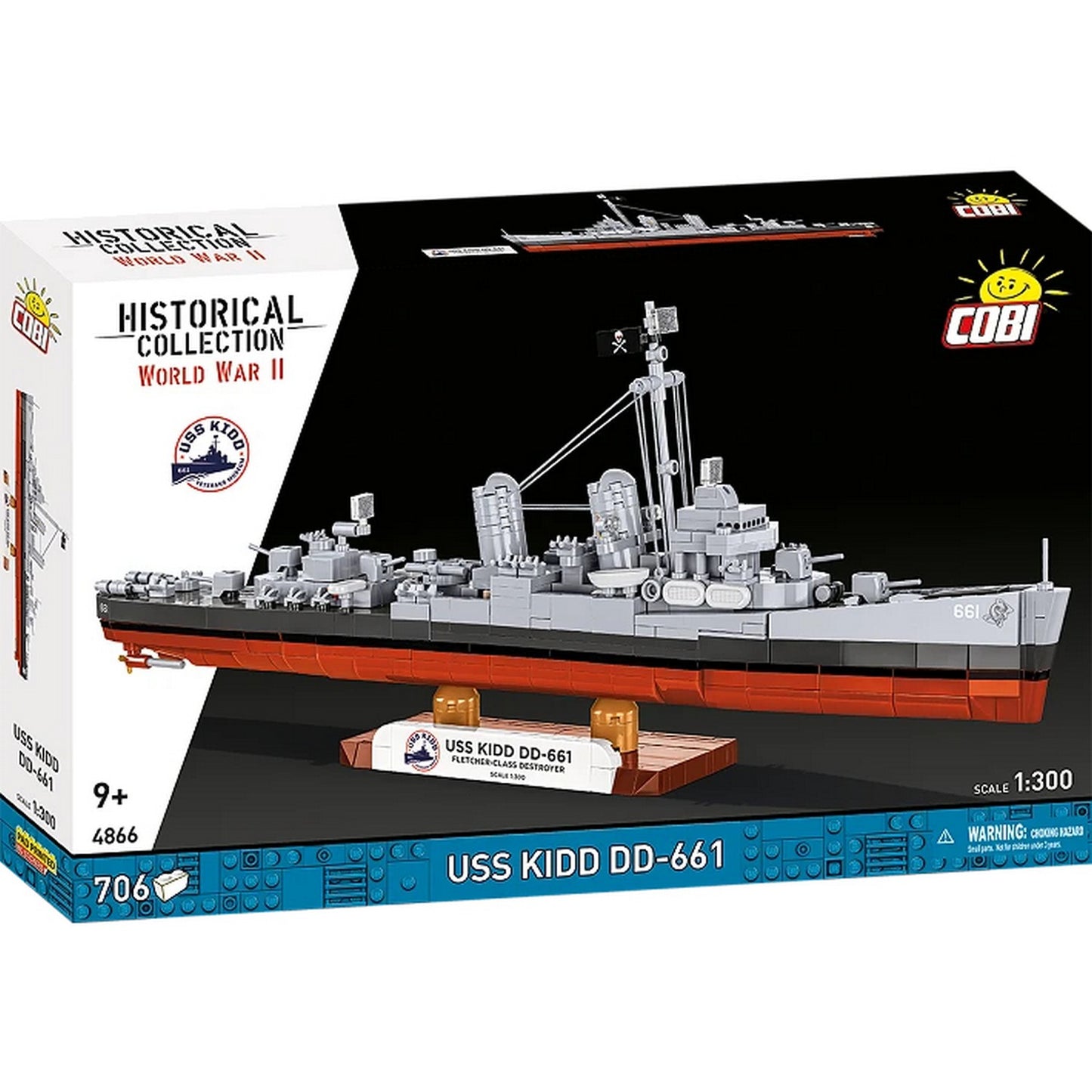 COBI Historical Collection WWII USS KIDD (DD-661) / Fletcher-Class Destroyer Building Set, 706-pieces