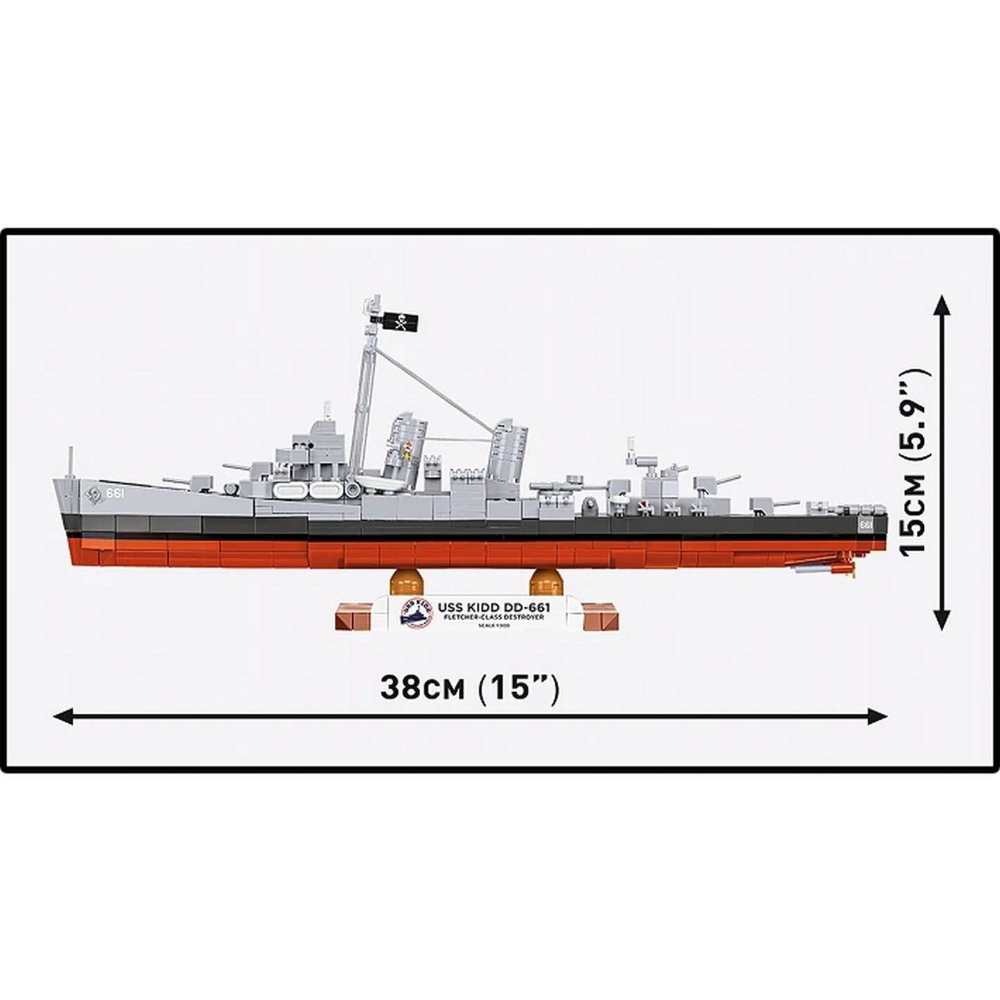 COBI Historical Collection WWII USS KIDD (DD-661) / Fletcher-Class Destroyer Building Set, 706-pieces