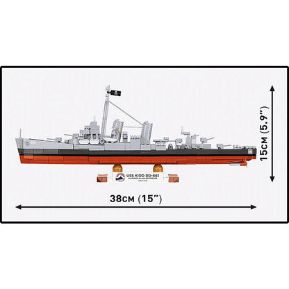 COBI Historical Collection WWII USS KIDD (DD-661) / Fletcher-Class Destroyer Building Set, 706-pieces