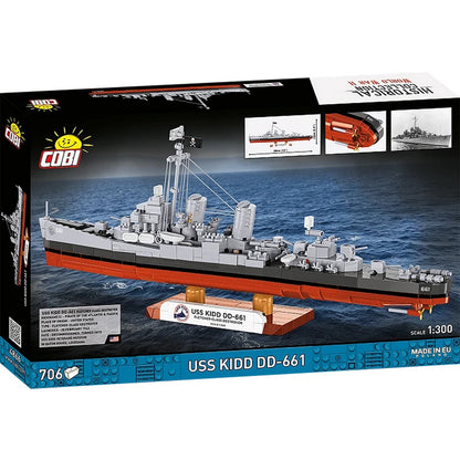 COBI Historical Collection WWII USS KIDD (DD-661) / Fletcher-Class Destroyer Building Set, 706-pieces