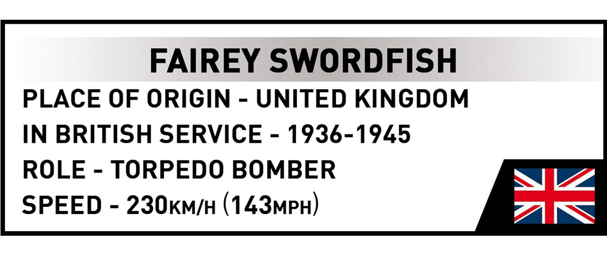 COBI Historical Collection WWII Fairey Swordfish, HMS Ark Royal Navy Carrier-Based Aircraft Building Set - Executive Edition, 959-pieces