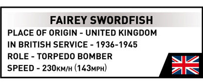 COBI Historical Collection WWII Fairey Swordfish, HMS Ark Royal Navy Carrier-Based Aircraft Building Set - Executive Edition, 959-pieces