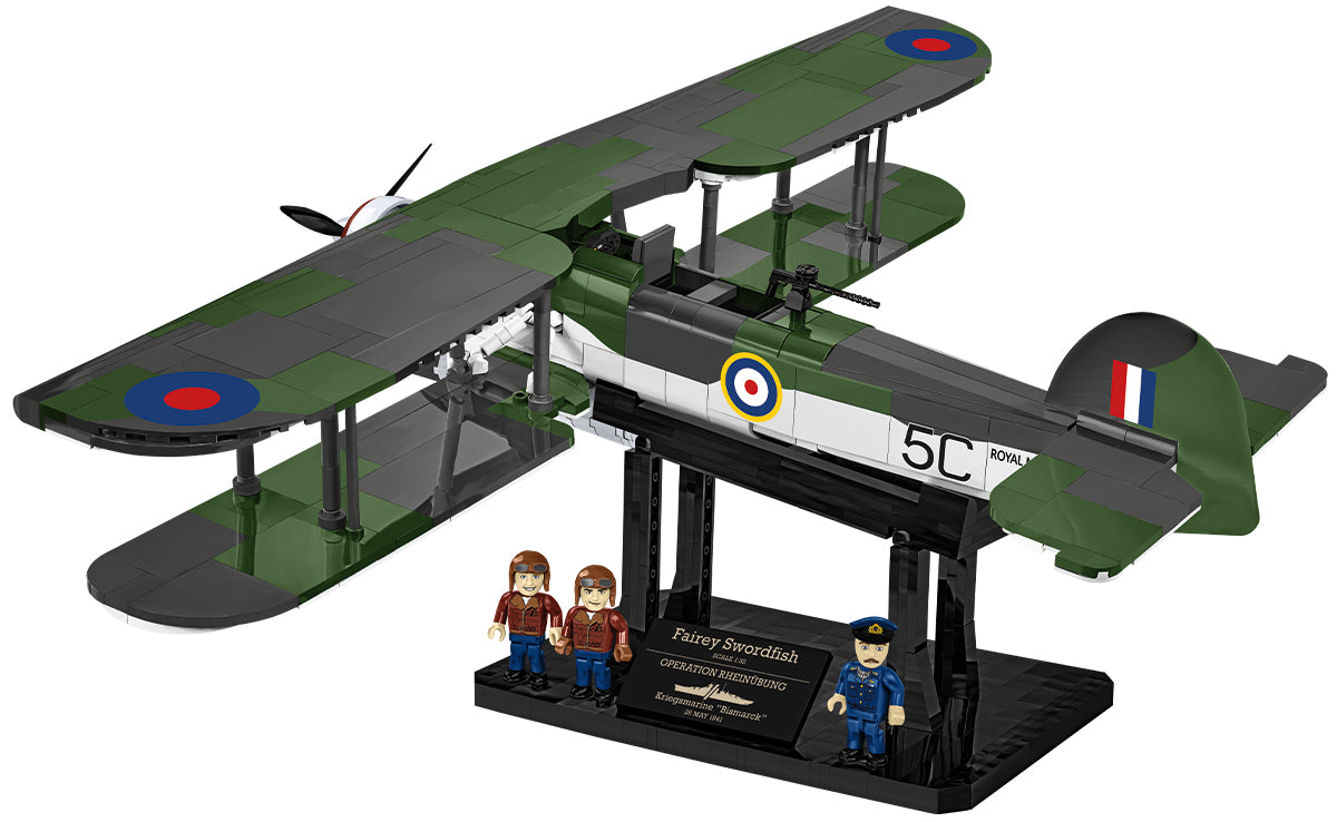 COBI Historical Collection WWII Fairey Swordfish, HMS Ark Royal Navy Carrier-Based Aircraft Building Set - Executive Edition, 959-pieces