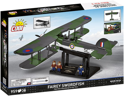 COBI Historical Collection WWII Fairey Swordfish, HMS Ark Royal Navy Carrier-Based Aircraft Building Set - Executive Edition, 959-pieces