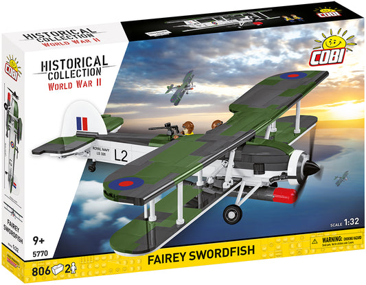 COBI Historical Collection WWII Fairey Swordfish Torpedo Bomber Aircraft Building Set, 806-pieces