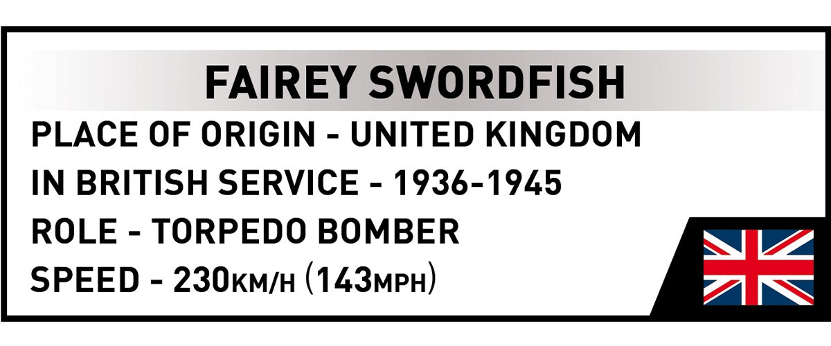COBI Historical Collection WWII Fairey Swordfish Torpedo Bomber Aircraft Building Set, 806-pieces