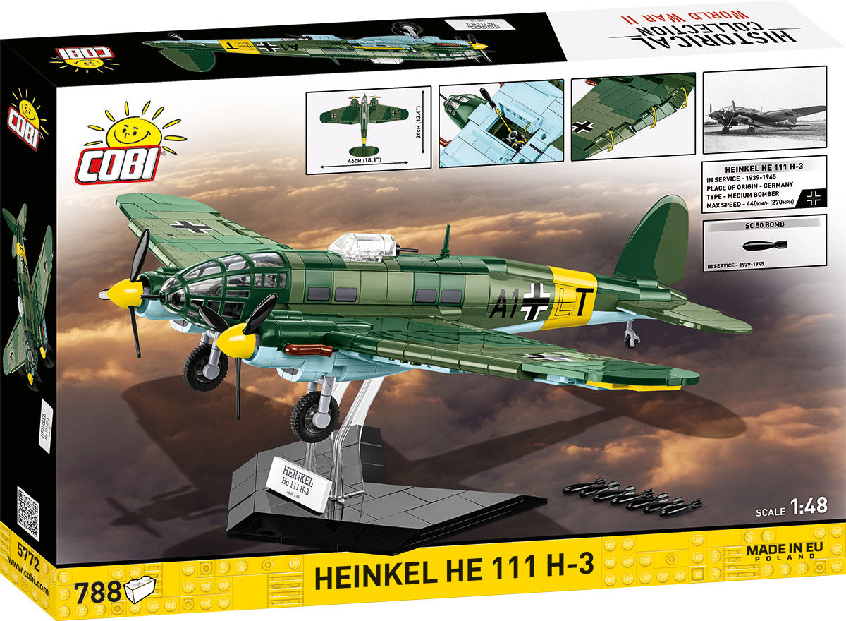 COBI Historical Collection WWII Heinkel He 111 H3 Bomber Aircraft Building Set, 788-pieces