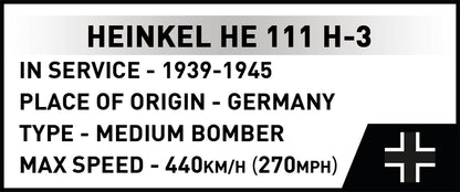 COBI Historical Collection WWII Heinkel He 111 H3 Bomber Aircraft Building Set, 788-pieces
