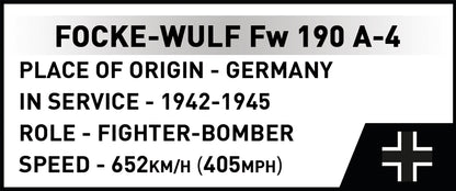 COBI Focke-Wulf Fw 190 A-4, 1:32 Scale, 390 Pieces, Collector's model