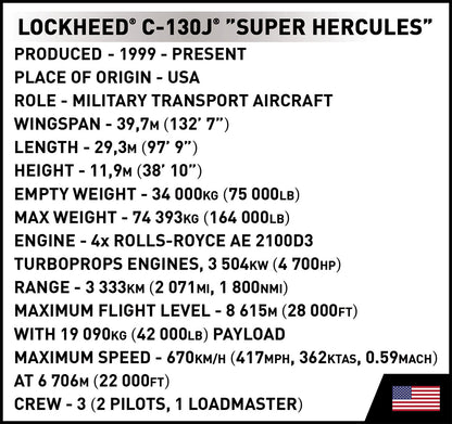 COBI Armed Forces LOCKHEED C-130J "SUPER HERCULES" Plane