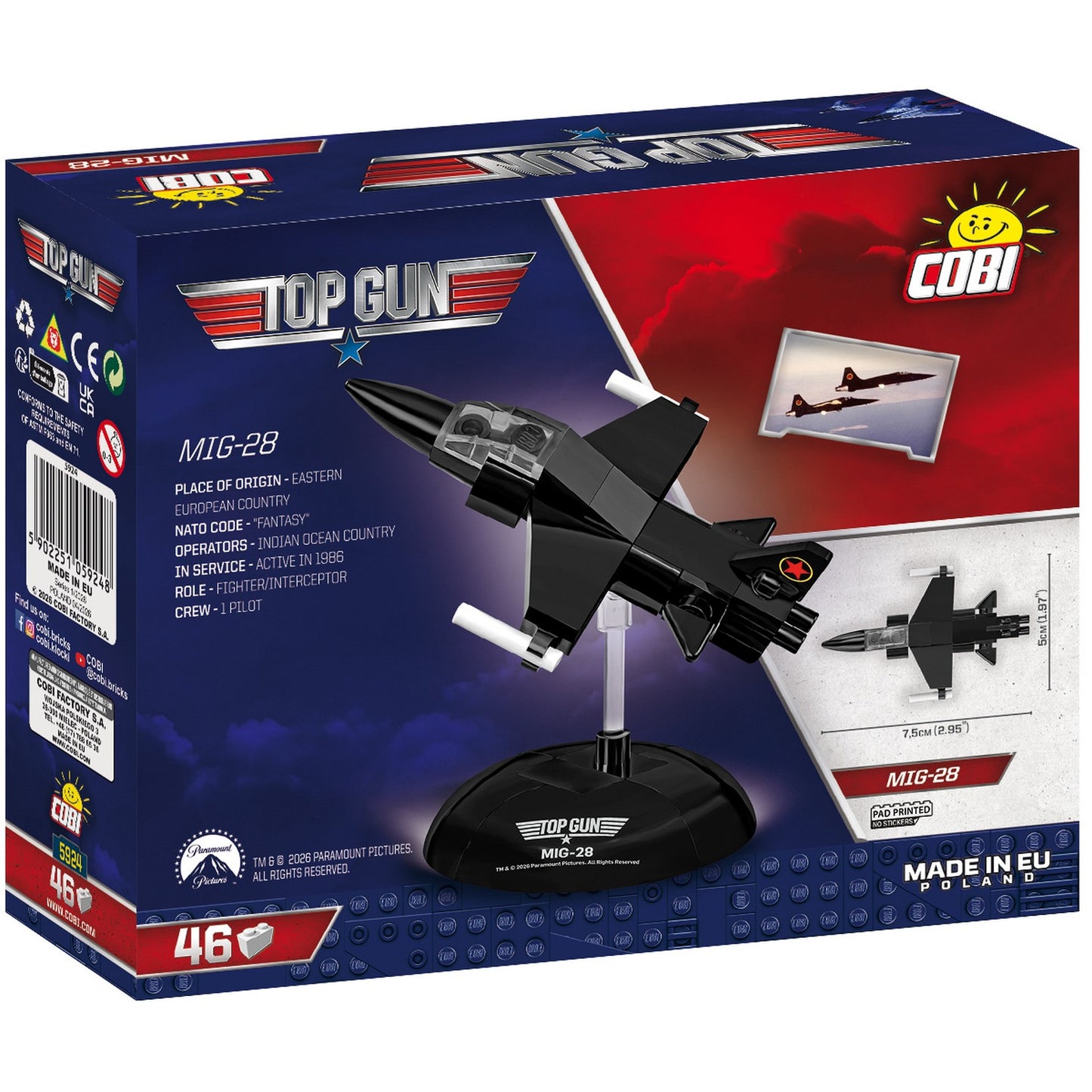 COBI Top Gun Maverick MiG-28 Jet, 46 Pieces Building Set