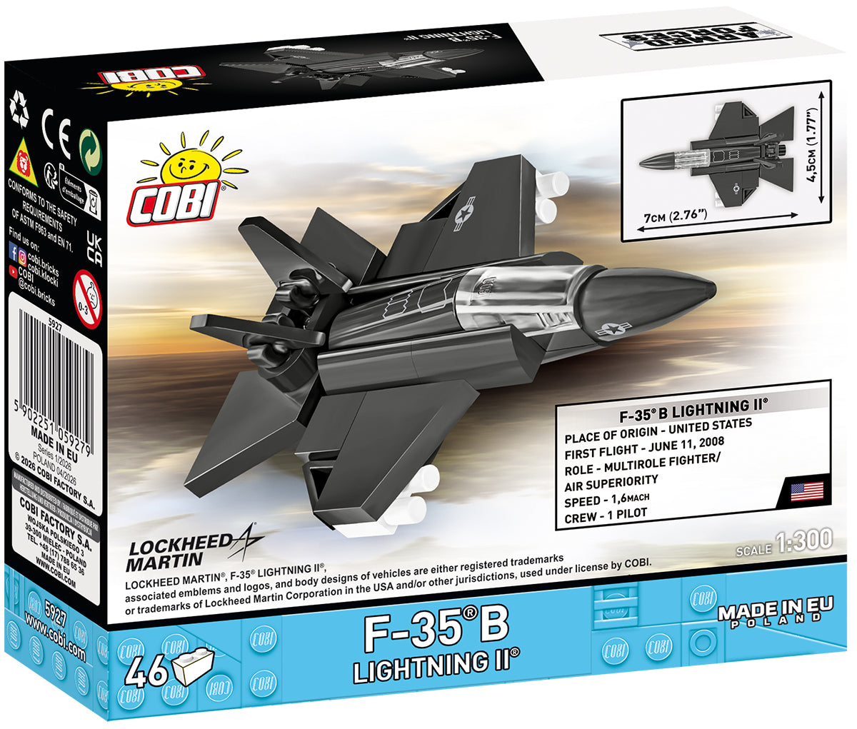 COBI Armed Forces Lockheed Martin F-35B Fighter Jet Building Set, 46-pieces