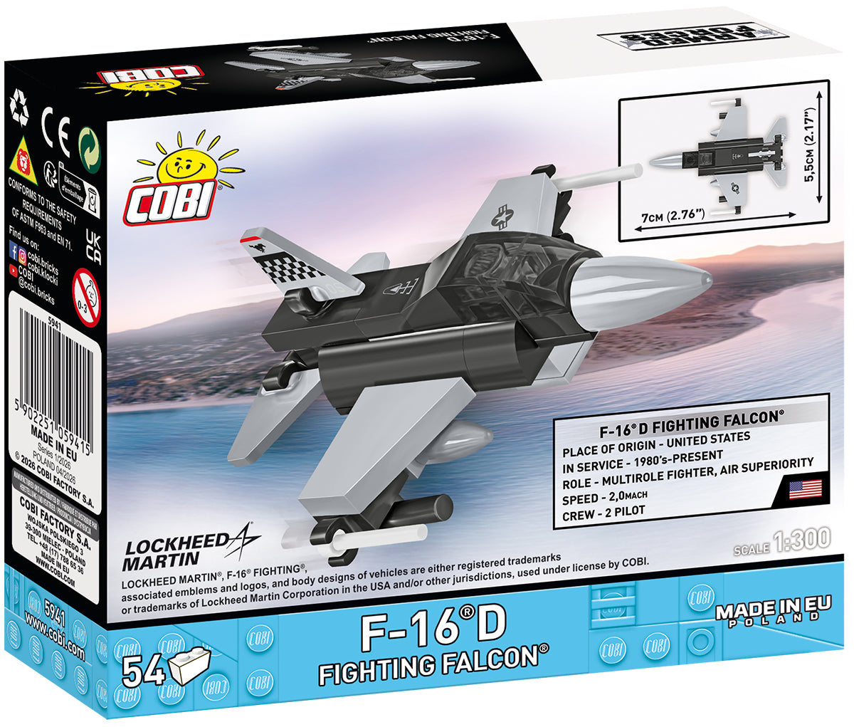 COBI Armed Forces F-16®D USA Fighting Falcon Building Set, 54-pieces