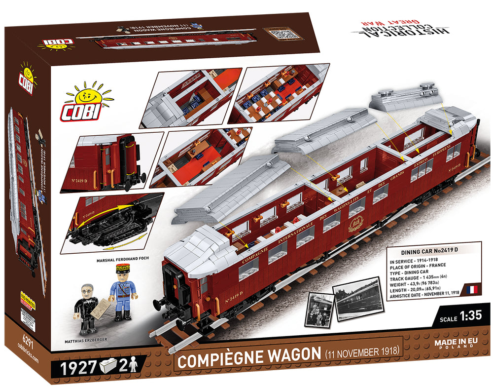 COBI Historical Collection Great War Compiègne Wagon (Wagon de l.Armistice) 1918 Building Set, 1927 Pieces