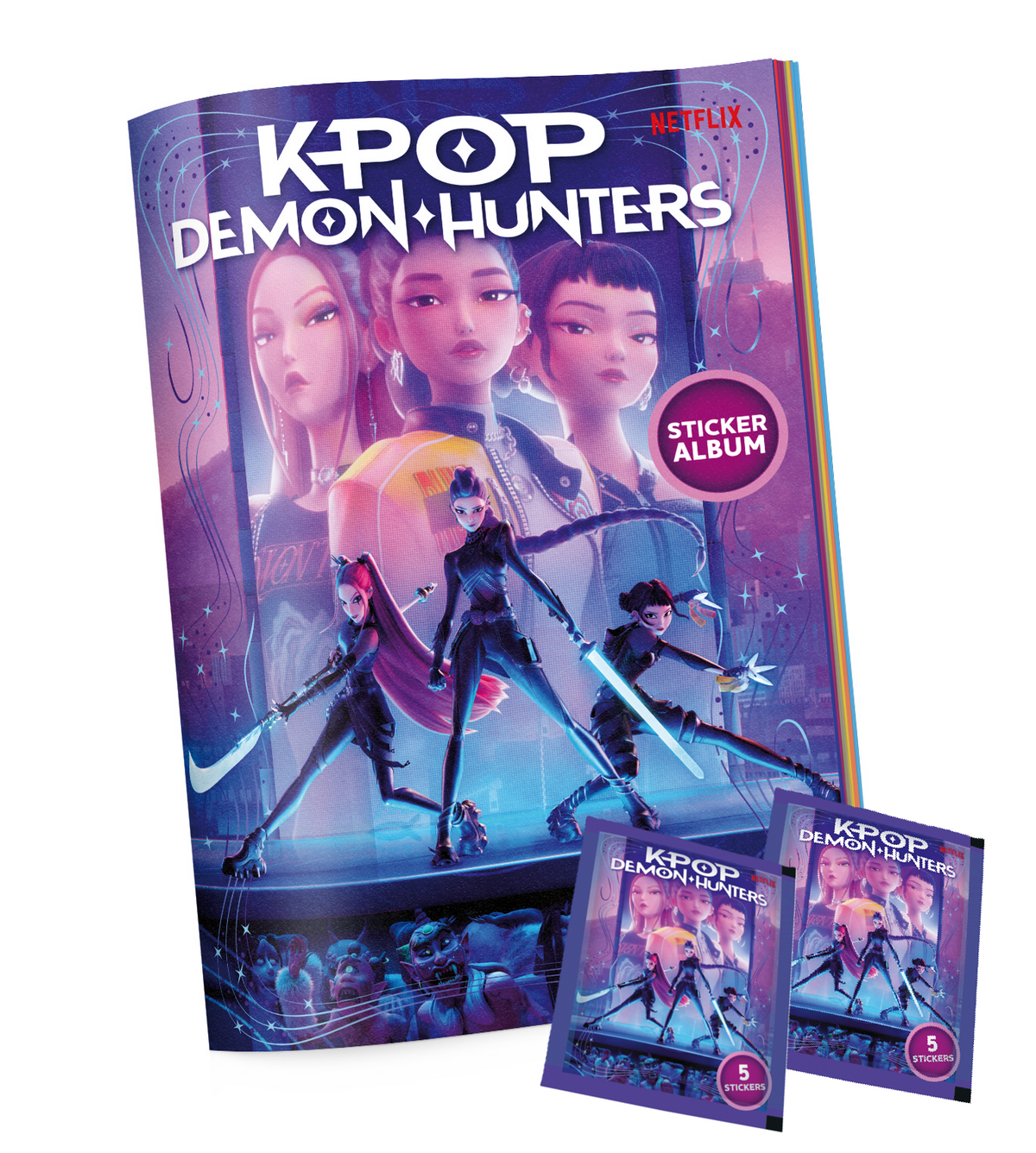 Netflix KPop Demon Hunters Starter Pack Sticker Album with Two Sticker Packs