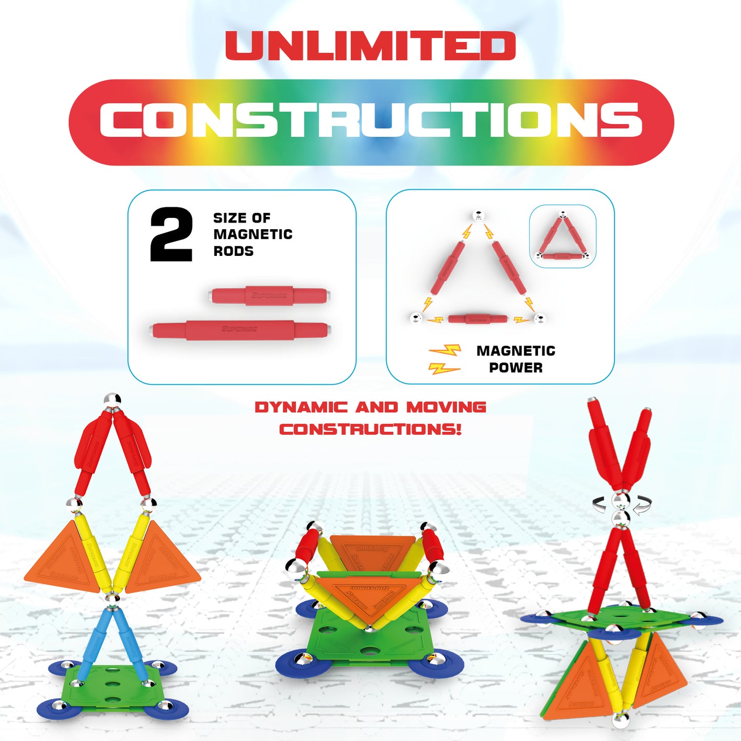 Tinamiri SUPERMAG - Multicolor 30 | Educational construction fun | 30 piece set | Europe-made | STEM | Toy Magnetic Building Sets | Magnet Toys | Supermag 0650