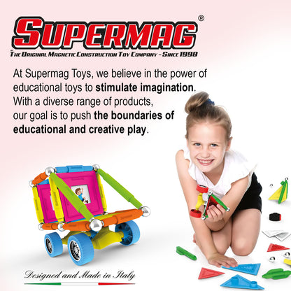 Tinamiri SUPERMAG - Wheels 30 | Educational construction fun | 30 piece set | Europe-made | STEM | Toy Magnetic Building Sets | Magnet Toys | Supermag 0653