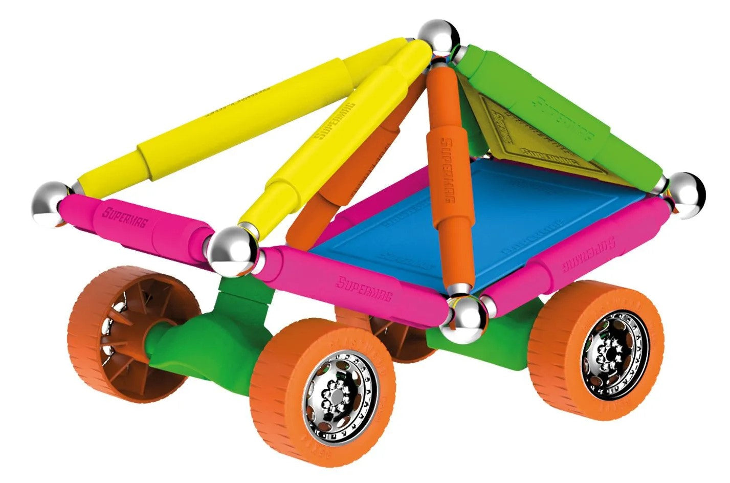 Tinamiri SUPERMAG - Wheels 55 | Educational construction fun | 55 piece set | Europe-made | STEM | Toy Magnetic Building Sets | Magnet Toys | Supermag 0661