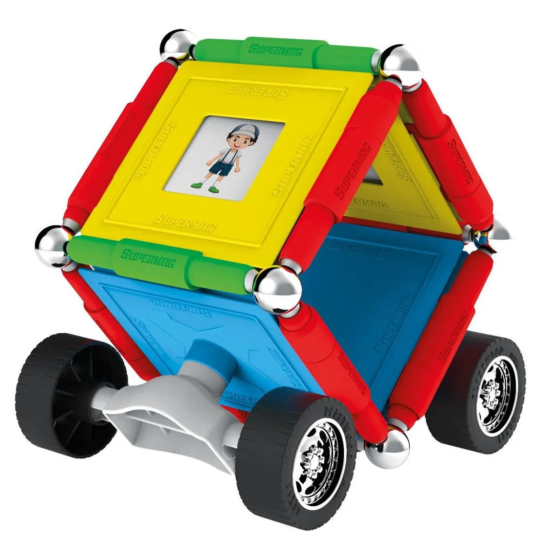 Tinamiri SUPERMAG - Wheels 55 | Educational construction fun | 55 piece set | Europe-made | STEM | Toy Magnetic Building Sets | Magnet Toys | Supermag 0661