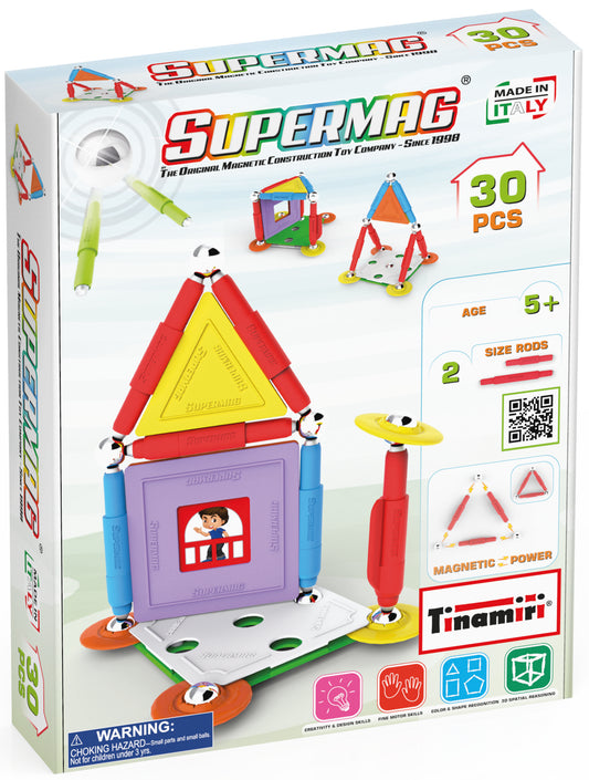 Tinamiri SUPERMAG - House 30 | Educational construction fun | 30 piece set | Europe-made | STEM | Toy Magnetic Building Sets | Magnet Toys | Supermag 0662