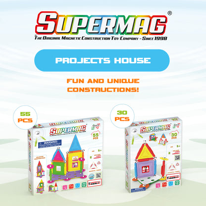 Tinamiri SUPERMAG - House 55 | Educational construction fun | 55 piece set | Europe-made | STEM | Toy Magnetic Building Sets | Magnet Toys | Supermag 0663