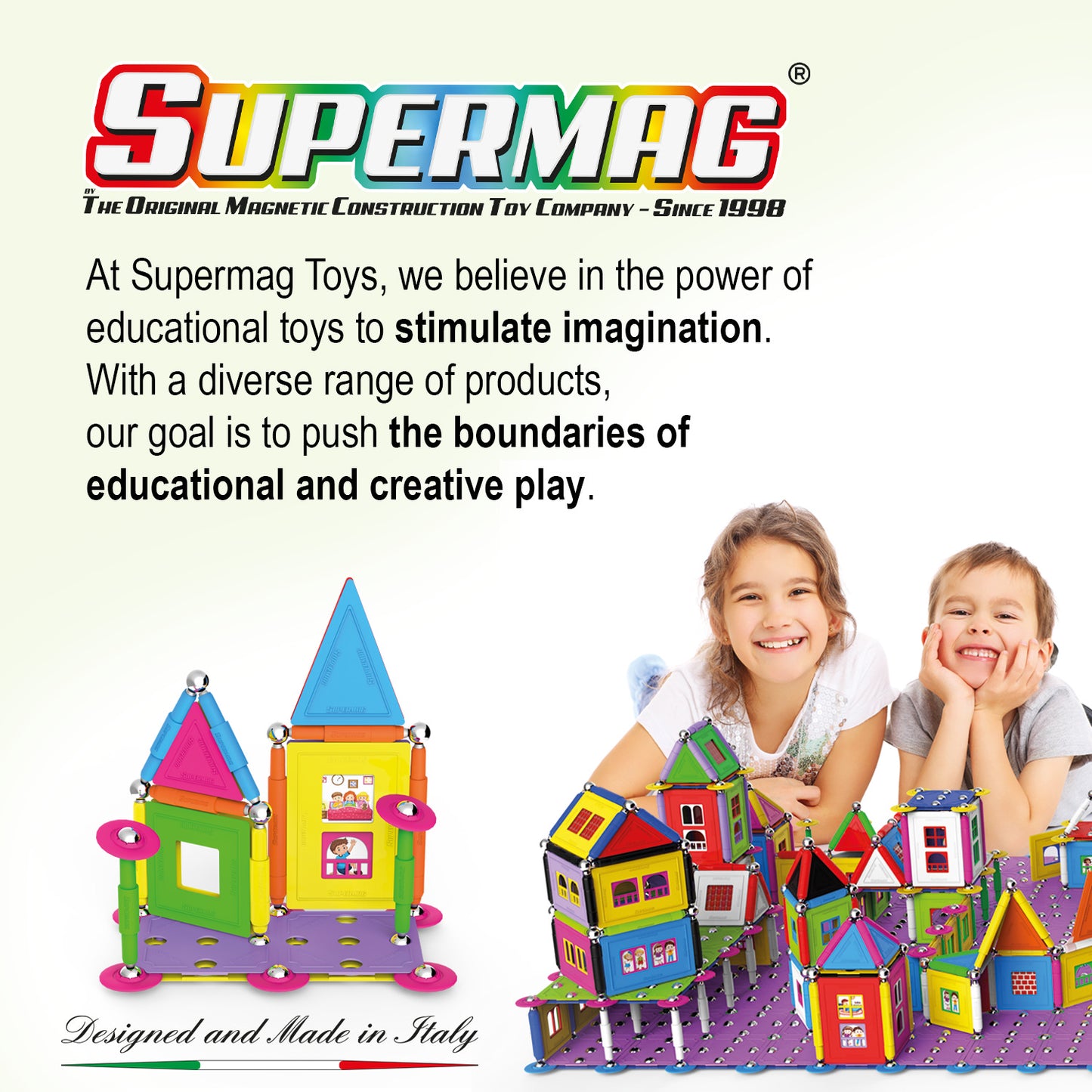 Tinamiri SUPERMAG - House 55 | Educational construction fun | 55 piece set | Europe-made | STEM | Toy Magnetic Building Sets | Magnet Toys | Supermag 0663