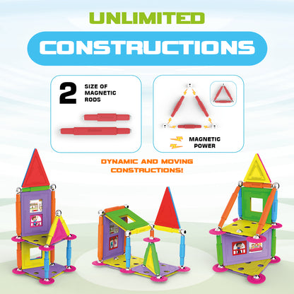 Tinamiri SUPERMAG - House 55 | Educational construction fun | 55 piece set | Europe-made | STEM | Toy Magnetic Building Sets | Magnet Toys | Supermag 0663