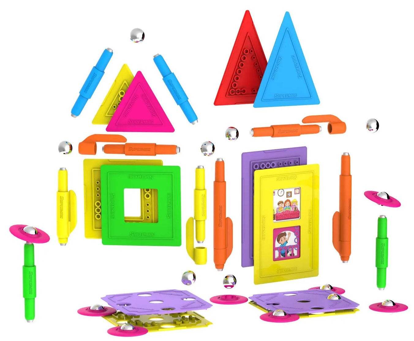 Tinamiri SUPERMAG - House 55 | Educational construction fun | 55 piece set | Europe-made | STEM | Toy Magnetic Building Sets | Magnet Toys | Supermag 0663