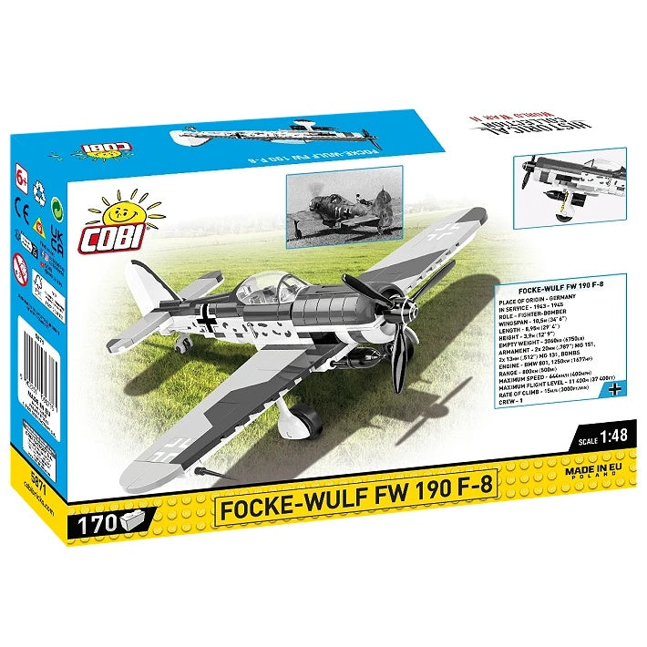COBI Historical Collection WWII Focke-Wulf Fw 190 F-8 Aircraft Building Set, 170 Pieces