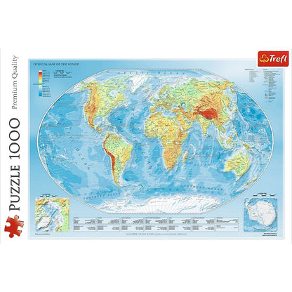 Trefl 1000 Piece Jigsaw Puzzle, Physical Map of the World