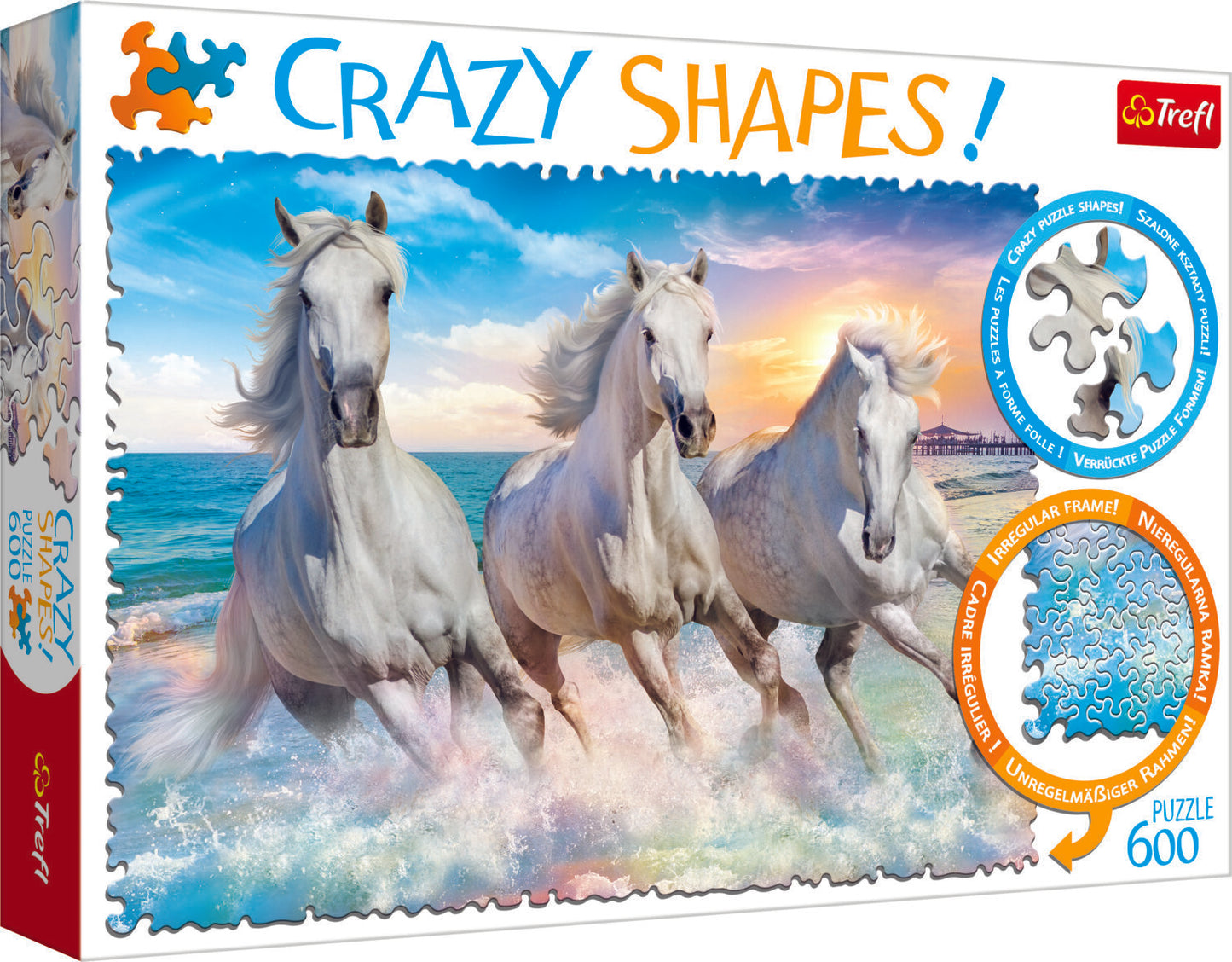 Trefl 600 Piece Crazy Shape Jigsaw Puzzle Horses Gallop Among the Waves