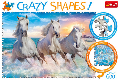 Trefl 600 Piece Crazy Shape Jigsaw Puzzle Horses Gallop Among the Waves