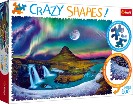 Trefl 600 Piece Crazy Shape Jigsaw Puzzle Aurora Over Iceland